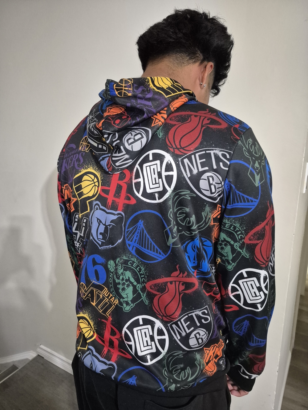 New Era Multicolor NBA Logo Windbreaker Hoodie